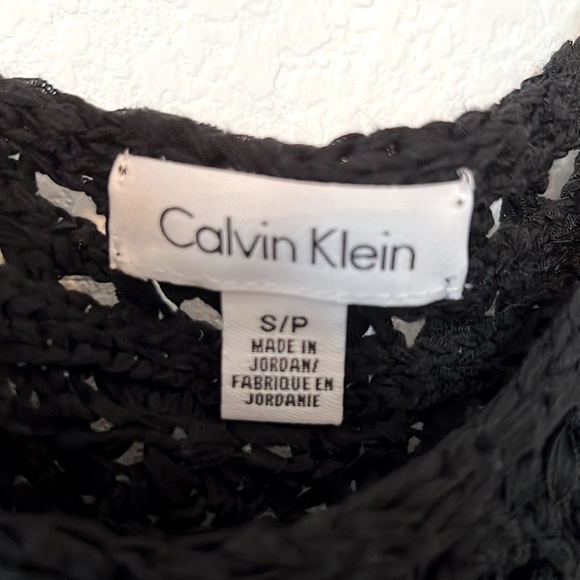 Calvin Klein Crochet Sweater Blouse Black Size Small Preowned - Picture 2 of 9